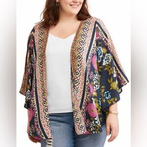 Angie women's multicolor mixed floral open front kimono cardigan size‎ medium